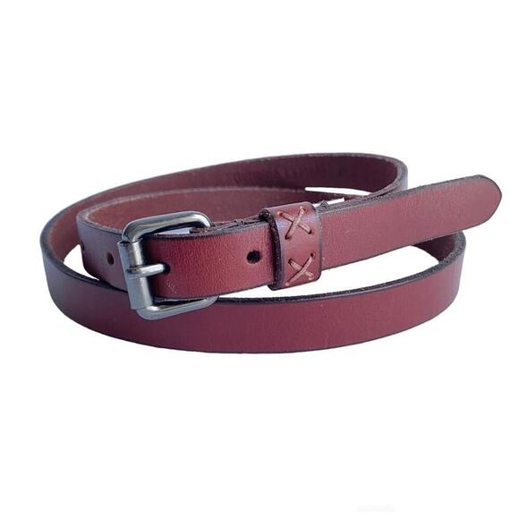 Timberland Brown Leather Skinny Belt Vintage Y2K Unisex Womens Large - Picture 1 of 7